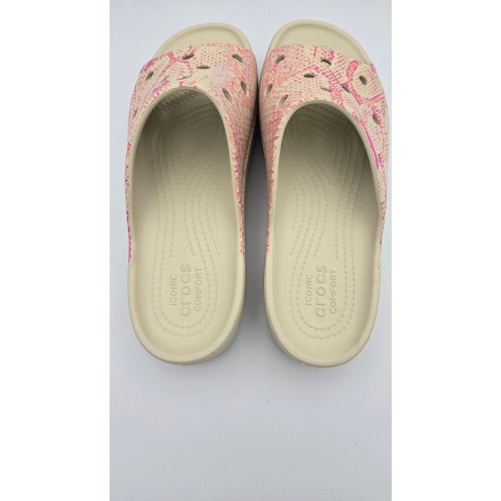 Crocs Women's Classic Platform Slide Sandal, Pink/Bone Size 7 - Picture 7 of 10